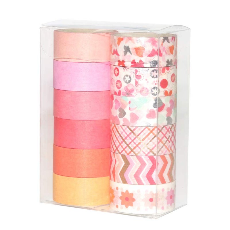 YUBBAEX 12 Rolls Pink Gold Washi Tape Set Masking Decorative Tapes (Pink Mix) - Image 5